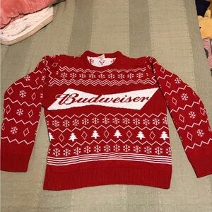 Budweiser Red and White Knit Sweater